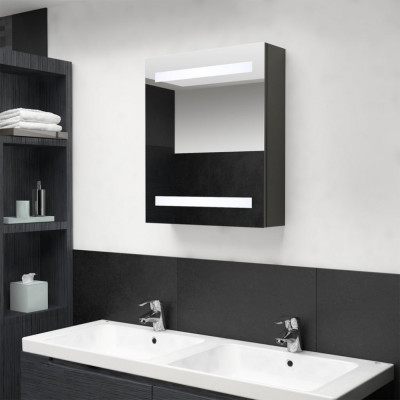 vidaXL Dulap de baie cu oglindă și LED, antracit, 50x14x60 cm foto