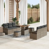 Set de canapea de grădină vidaXL 9 piese cu perne Gri din ratan poli Acacia, Canapea de grădină vidaXL 2 locuri cu perne Gri din ratan poli, Set de di