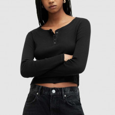 AllSaints bluza BENNY LS TEE femei, culoarea negru, neted, WM540Z