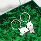 Set 2 brelocuri cu ursuleti care se imbratiseaza - din otel inoxidabil
