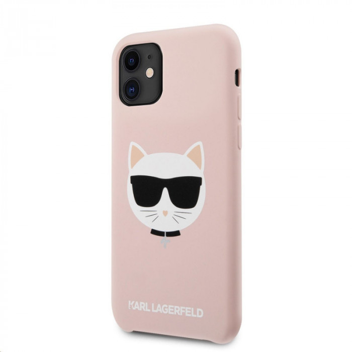 Husa TPU Karl Lagerfeld Choupette Head pentru Apple iPhone 11, Roz KLHCN61SLCHLP