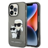 Husa pentru Apple iPhone 14 Pro Max, Karl Lagerfeld, Glitter Karl &amp; Choupette, Neagra