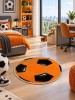 Covor Rotund Camera Copii Minge Fotbal 11198-160, Marime 67 x 67 cm, Portocaliu, Inaltime Fir 9 mm, Antialergic, Polipropilena, Gradinita, Cresa, Loc, KOLIBRI