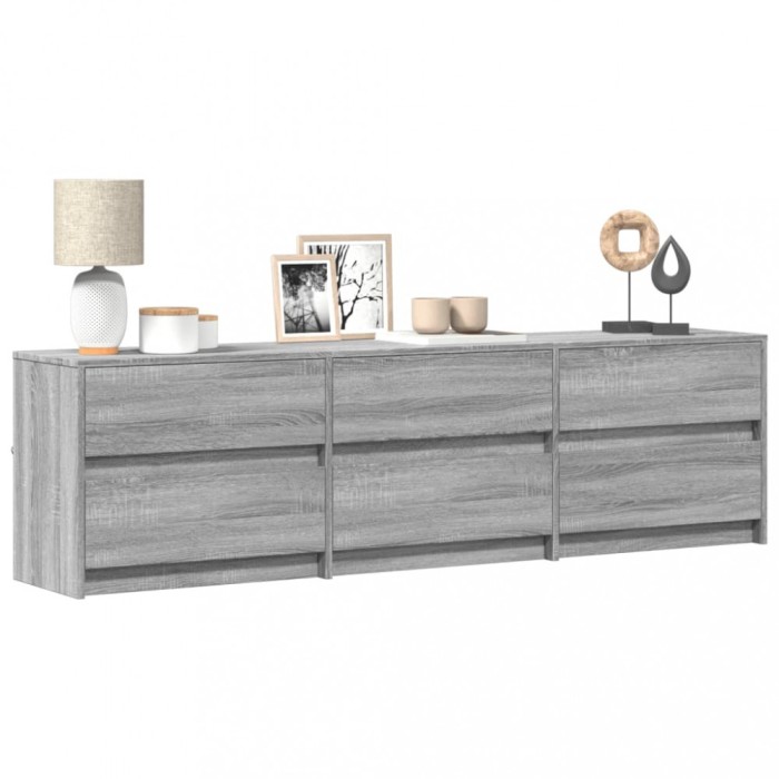 Gossi dulap tv cu led, gri sonoma, 180x34x50 cm, lemn prelucrat