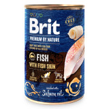 Brit Premium By Nature, Pește și Piele, Conservă hrană umedă fără cereale c&acirc;ini, (pate), 400g