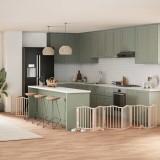 vidaXL Poartă de c&acirc;ini pliabilă cu ușă, 9 panouri, 450 cm, lemn plop