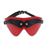 Mască OUCH! Blindfold - Milan Collection, pentru jocuri erotice BDSM, din piele &icirc;mbinată, mărime ajustabilă, culoare roșu cu negru
