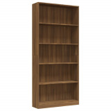 Bibliotecă 5 niveluri stejar maro 80x24x175 cm lemn compozit