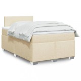 VidaXL Pat box spring cu saltea, crem, 120x200 cm, textil