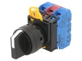 Comutator rotativ 22mm cu 3 poziții stabilite - neagră
