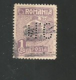 No(08)timbre-Romania 1919-L.P.73-UZUALE FERDINAND-PERFIN N.C.-1 LEU, Nestampilat