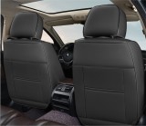 Huse auto premium 5 locuri Carguard Deluxe piele ecologica perforata si textil - negru - rosu inchis