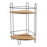 Suport Cosmetice Colt 2 Rafturi Metal/Bambus Caddy &ndash; Negru / Bamboo | Etajere Baie