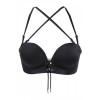 Sutien Espalda Libre Bra cu Push Up, Plus de Volum si Bretele din Silicon Transparent, Bej, Negru