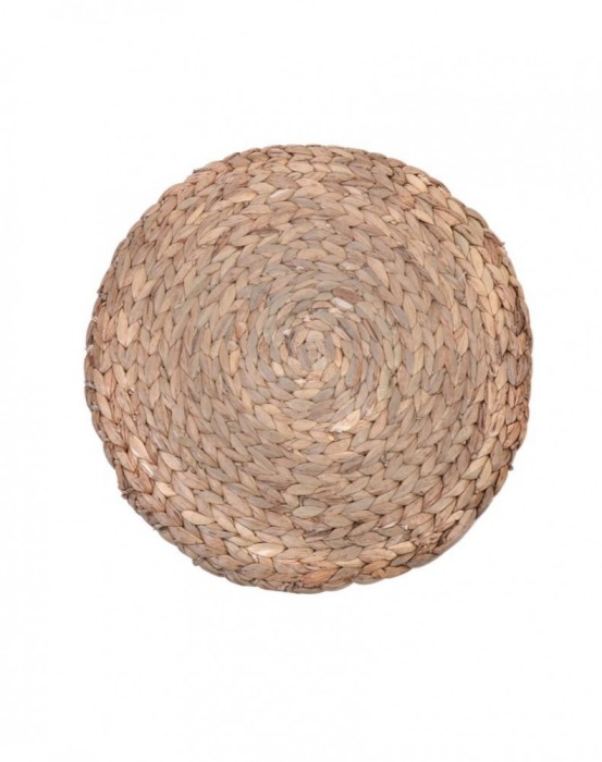 Set 4 suporturi pentru farfurii, din zambila de apa, model impletit, maro, 36 cm