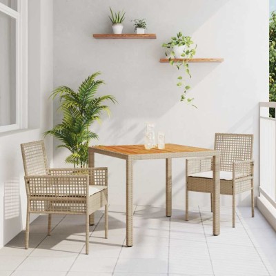 vidaXL Set de masă pentru grădină 3 pcs Bej Rattan poli 3334917 foto