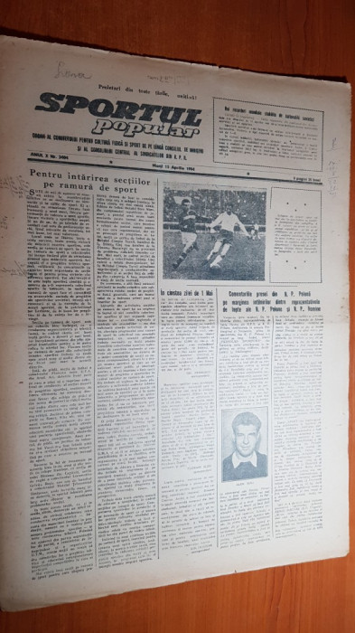 sportul popular 13 aprilie 1954-cuplaj la handbal pe stadionul dinamo,tir,sah