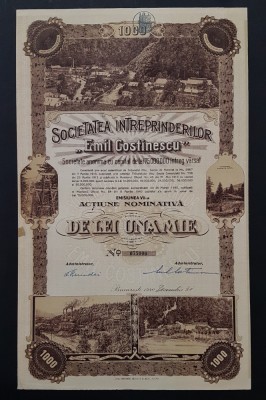 Actiune 1944 Sinaia , Soc. Emil Costinescu , titlu de 500 actiuni foto