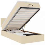Cumpara ieftin Cadru de pat otoman cu saltea crem 90x190cm stofa