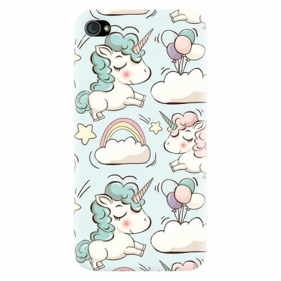 Husa silicon pentru Apple Iphone 4 / 4S, Unicorns And Clouds foto