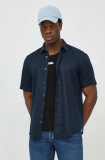 Cumpara ieftin BOSS cămașă de in culoarea bleumarin, cu guler clasic, regular 50515156