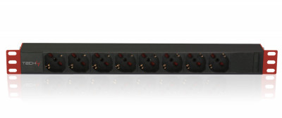 PDU Techly Multi-Socket 8 Sockets for Rack 19&amp;quot; C14 1U 2300W foto