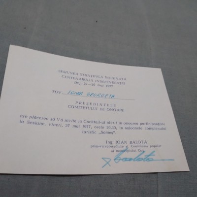INVITATIE CENTENARUL INDENPENDENTEI /PERIOADA COMUNISTA /DEJ 1977 foto