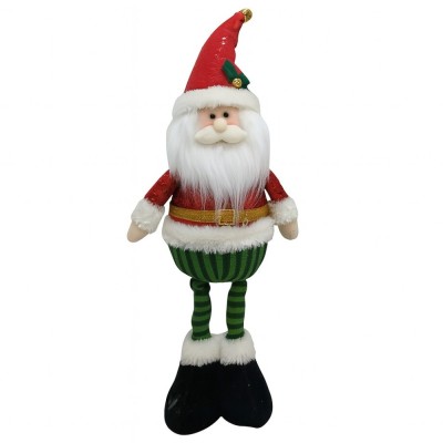 Figurina de Craciun Mos Craciun Textil, Flippy, Mos Craciun pentru Decoratiuni de Craciun, din Material Textil Moale 52 x 18 x 8 cm, Rosu Verde foto