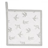 Servet termic Clayre &amp; Eef, Randunele, Bumbac, 20 x 20 cm, Alb/Gri