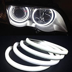 Angel Eyes LED compatibil E46 cu lupa E36/E38/E39 alb DRL + semnalizare galbena foto