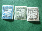 3 Timbre Oceania Franceza 1926 , supratipar pe timbre Porto Franta ,sarniera
