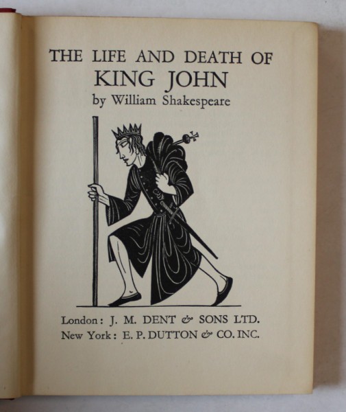 KING JOHN by WILLIAM SHAKESPEARE , with engravings by ERIC GILL , 1935