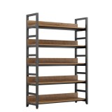 Cumpara ieftin Raft pardoseala mdf metal stejar negru Janel 80x30x145.5 cm