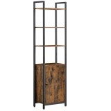 VASAGLE Biblioteca inalta cu 6 rafturi si dulap, cadru metalic, rafturi reglabile, stil vintage, 40x24x160 cm, maro rustic Household NewTrend