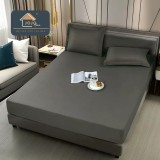 Cumpara ieftin Husa de Pat Impermeabila cu Elastic +2 Fete de Perna, 180x200cm, Gri Inchis - JOJ693