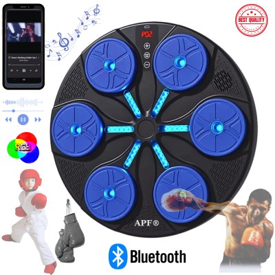 Aparat de Box Inteligent FOTOFUN&amp;reg; cu Bluetooth, Lumini RGB, Manusi Incluse si Fixare Velcro, USB, 35x35x10 cm, Home Gym, albastru foto