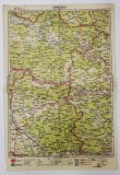 HARTA ZONEI LUGOJ- ORADIA , LITOGRAFIE DE M.D. MOLDOVEANU , 1936, POLICROMA