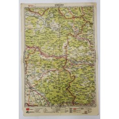 HARTA ZONEI LUGOJ- ORADIA , LITOGRAFIE DE M.D. MOLDOVEANU , 1936, POLICROMA