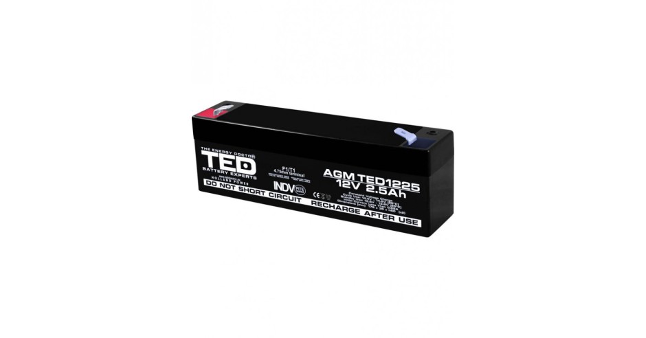 Acumulator AGM VRLA 12V 2,5A dimensiuni 178mm x 34mm x h 60mm F1 TED ...
