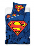 Cumpara ieftin Lenjerie de pat Superman, 2 Piese, 140A 200 cm, 70A 90 cm, 100% Bumbac