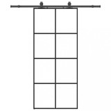 Cumpara ieftin Usa glisanta cu set de feronerie neagra 90x205 cm Sticla ESG