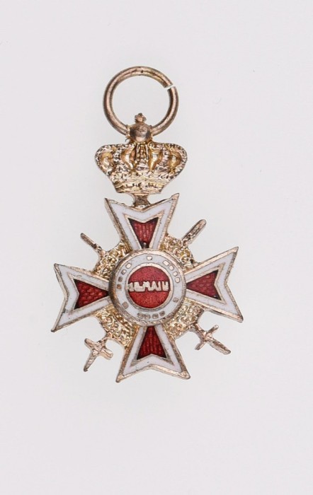 Miniatura a Ordinului ,,Coroana Rom&acirc;niei&quot; Cavaler de razboi, model 2