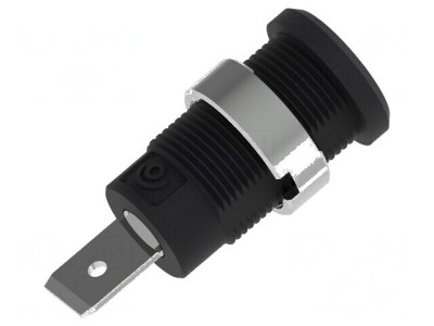 Conector banană 4mm soclu 36A 1kV negru nichelat foto