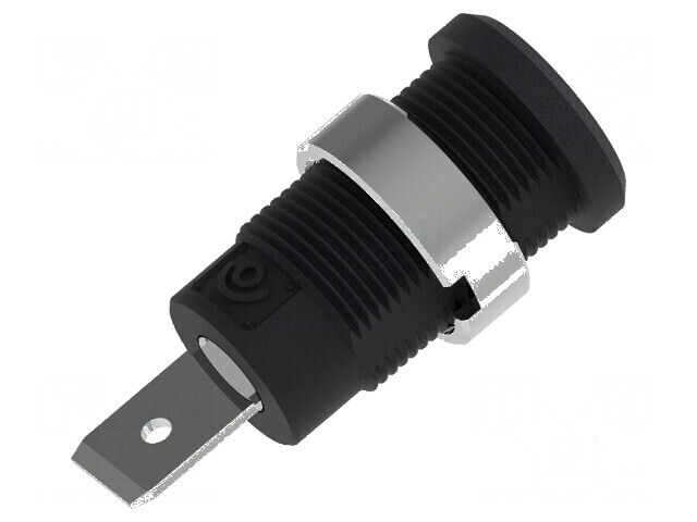 Conector banană 4mm soclu 36A 1kV negru nichelat