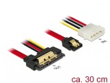 Cablu de date + alimentare SATA 22 pini 6 Gb/s cu clips la Molex 4 pini + SATA 7 pini 30cm, Delock 85230