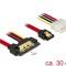 Cablu de date + alimentare SATA 22 pini 6 Gb/s cu clips la Molex 4 pini + SATA 7 pini 30cm, Delock 85230