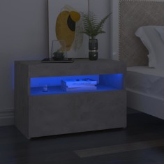 Gossi noptiera cu lumini led, 2 buc., gri beton, 60x35x40 cm