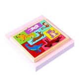 Cumpara ieftin Puzzle 3D pentru copii, tip tetris, model animale, educativ, lemn, 7 piese, 16 x 13.5 x 1 cm, multicolor, +4 ani