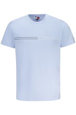 Tommy Jeans Tricou barbati, cu imprimeu si mini logo pe maneca, Slim Fit, Azur, S foto