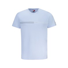 Tommy Jeans Tricou barbati, cu imprimeu si mini logo pe maneca, Slim Fit, Azur, S